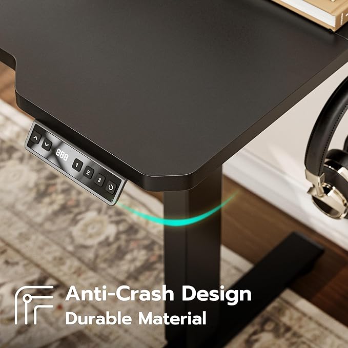 59 Inch L Shaped Standing Desk Adjustable Height,Gaming Electric Corner Standing Desk, Sit Stand Computer Table with Reversiable Splice Board, Black