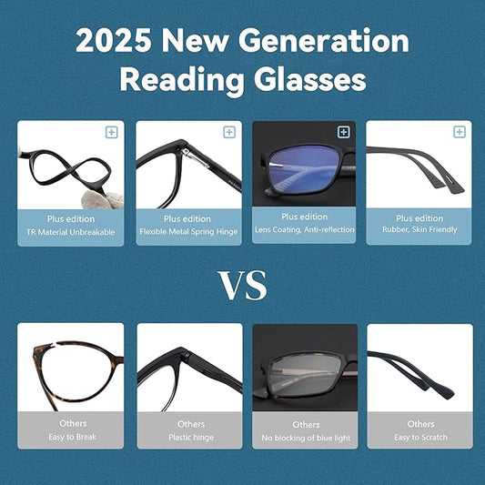 BLUEMOKY Blue Light Reading Glasses for Men,Sport Square Frame Readers, Anti Glare Computer Glasses