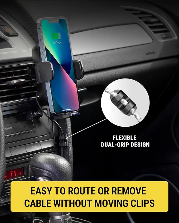 Scosche CMAA2-6PKRP 6 Pack Adhesive Cable Management Clip Kit, Cord Organizer, Wire Holder for Desk, Nightstand, Phone Charger, Computer, Home, Office, Car, Black