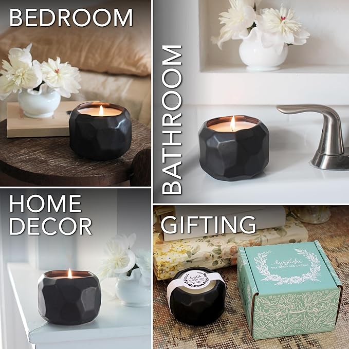 The Growing Candle, Lavender Scented, 13oz Ceramic Pot, Single Wick Aromatherapy Candles, 100% Soy for Women and Men, Emma