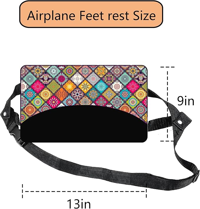 Airplane Foot Hammock Comfort Foot Hammock for Plane Travel Accessories,Airplane Gadgets,Good Use for Travel Essentials, Office,Desk (Mandala, 1 Pack)