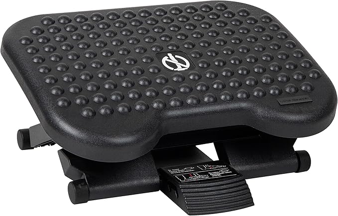 Mind Reader Foot Rest, Under Desk at Work, Ergonomic, Height Adjustable, Office, Plastic, 17" L x 13" W x 6.25" H, Set of 2, Black