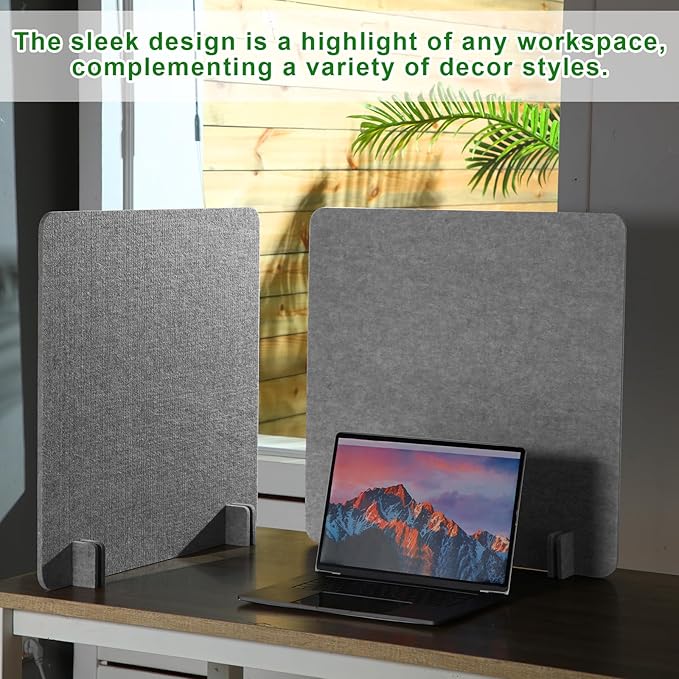 Kisston 6 Pack Acoustic Desk Divider Desk Partition 24 x 24" Stand Up Freestanding Desk Privacy Panel Noise and Visual Distractions Reducing Table Divider for Student Reception Area Office(Light Gray)