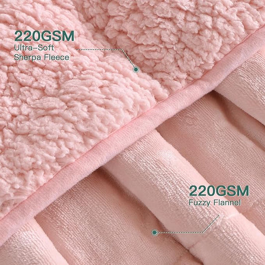 Lofus Weighted Blanket for Adults(15 lbs, 48" x 72"), Throw Heavy Blanket Machine Washable, Soft Weighted Blankets for Stress Relief and Sleep Promotion-Pink