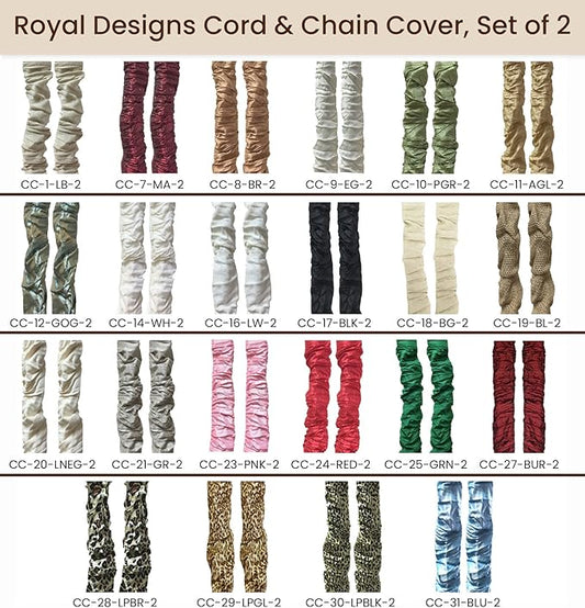 Royal Designs, Inc. Cord & Chain Cover 4 ft Silk Type Fabric, Chandelier Pendant Lighting Chain & Cable Management, Touch Fastener, Eggshell - 2 Pack