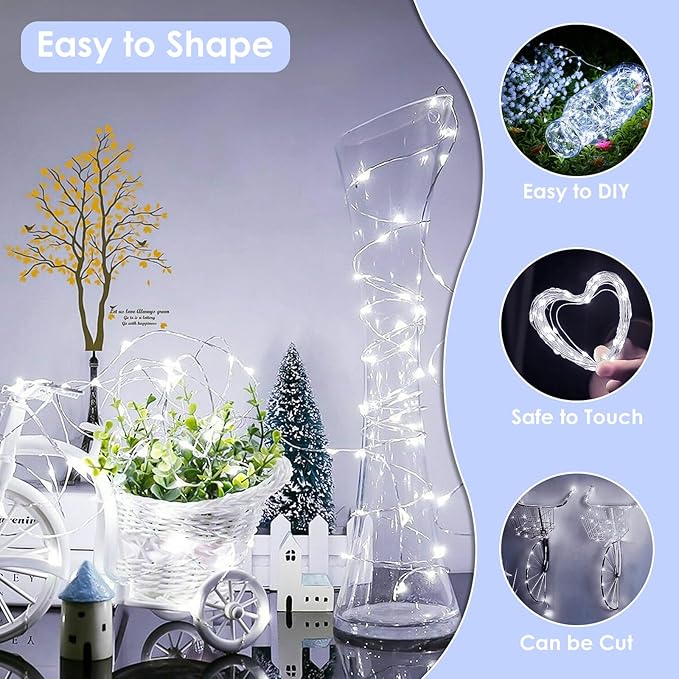 66Ft 200LED Fairy Lights Plug in, Waterproof String Lights Outdoor & Indoor 8 Modes with Timer, Christmas Light Bedroom Decor, Twinkle Light for Girl's Room Garden Christmas Decorations (Cool White)