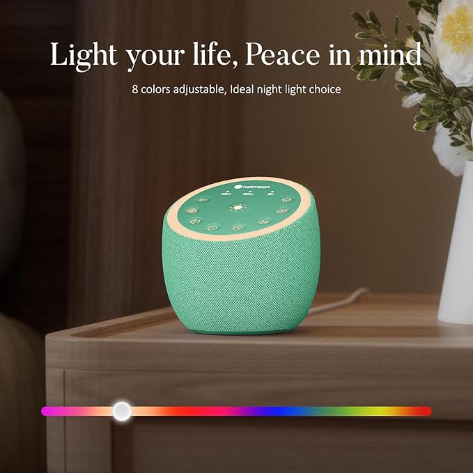 Hotmoon Sound Machine with 40 High-Fidelity Sounds, White Noise Sound Machine with Memory Functions, 8 Color Night Light, USB Power Supply, for Sleep & Noise Reduction Sleep Aid, Plug-in