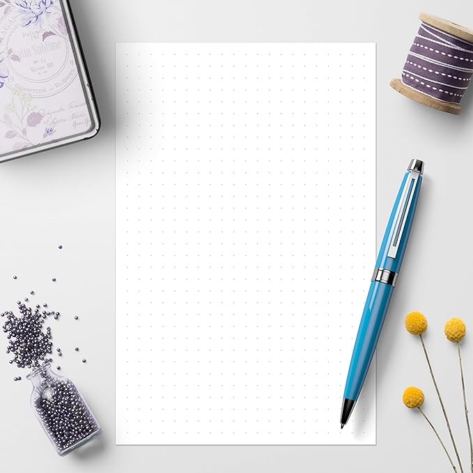 321Done Dot Grid Notepad – Dotted Graph Paper, Small (5.5x8.5) – Made in USA – 50 Sheets Dotted for Bullet Planning Journaling Thick Paper 1/4 (0.25) Dots Notes Sketching Writing Smooth White