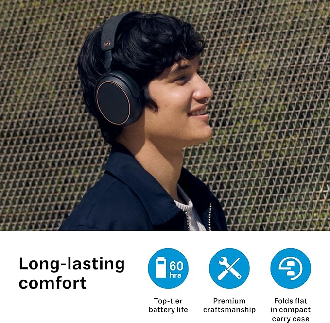 Sennheiser Consumer Audio Momentum 4 Wireless Headphones - Bluetooth Headset for Crystal-Clear Calls with Adaptive Noise Cancellation, 60h Battery Life, Lightweight Folding Design - Black/Copper