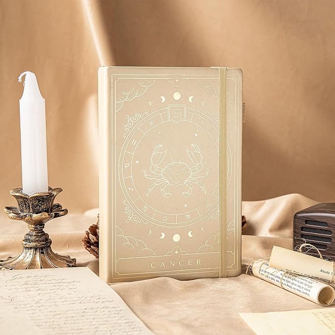 TIEFOSSI Constellations Dotted Journal Notebook-A5 Writing journals with 100gsm 400pages Paper, Hardcover Bullet Organizers Notebook for Women, Men, Teens (Cancer)