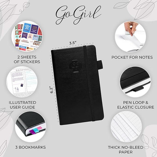 GoGirl Planner and Organizer for Women – Pocket Weekly Planner, Goals Journal & Agenda for Time Management & Productivity. Undated (Black)