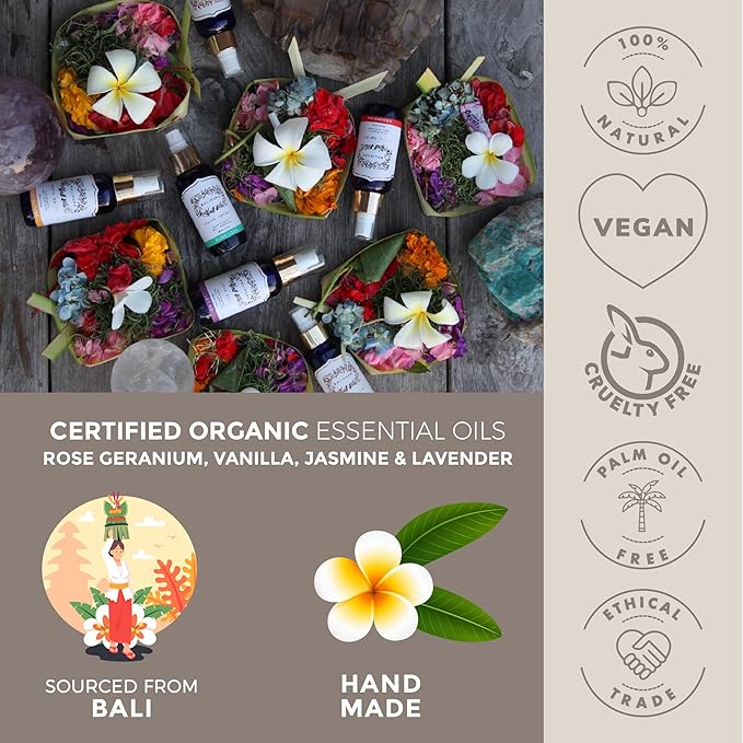 BALIPURA - Birthing Crystal Aura Spray - Sage, Jasmine & Vanilla Essential Oil Blend - Quartz and Amethyst Gemstones - Astra Aromatherapy Mist for Stress Relief, Deep Pillow and Lavender Sleep Spray