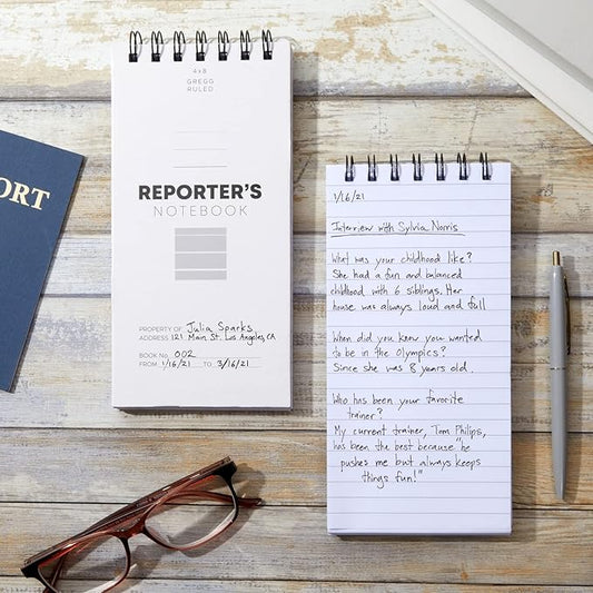 Juvale 12-Pack Reporters Notebook - 4 x 8 in White Top-Bound Spiral Soft Cover - 70 Sheets/140 Pages per Pad - Portable Pocket Notepads for Journalists & Detectives - Durable Lay-Flat Writing