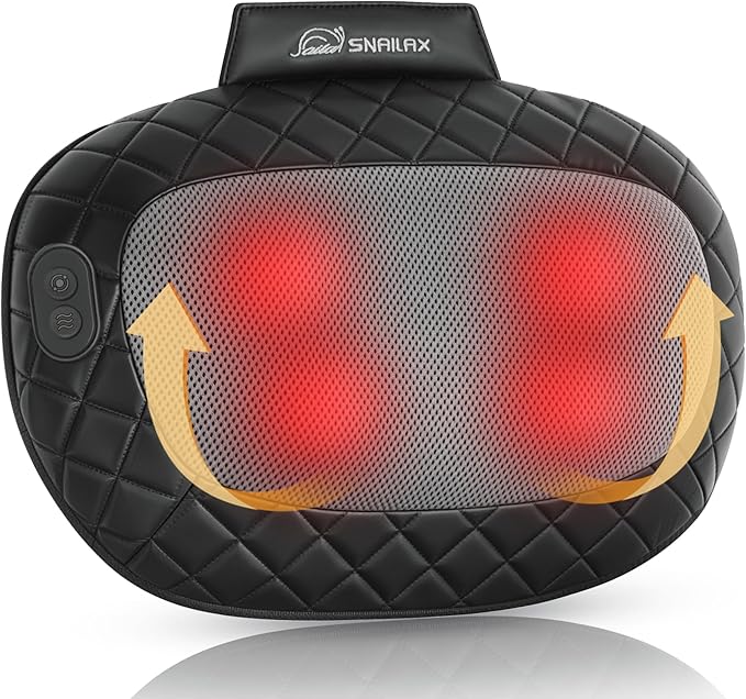 Snailax Shiatsu Back and Neck Massager with Heat, Electric Massager for Shoulder, Neck, Back, Kneading Deep Tissue Massage Pillow, Christmas Gifts