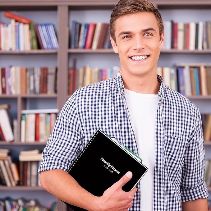 2025-2027 Monthly Planner/Calendar - Jul 2025 - Jun 2027, Monthly Calendar 2025-2027, 9" x 11", 2 Years Monthly Planner, Cardboard Cover, Black