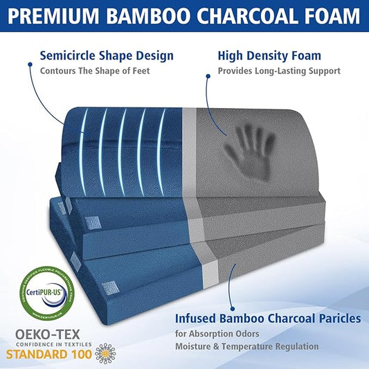 XXL(20in) Foot Rest for Under Desk at Work with 3 Adjustable Heights, Foot Stool with Bamboo Charcoal Foam, Feet Warm Pocket Footrest for Office Gaming Chair, for Leg Support -Blue