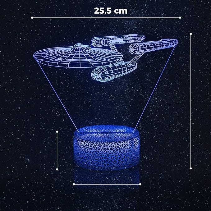 Smalody Night Lights 3D Optical Illusion Multi-Colored Change Touch Controlled Desk Lamp Battleship Bedside Lamp Christmas Gifts and Birthday Gifts