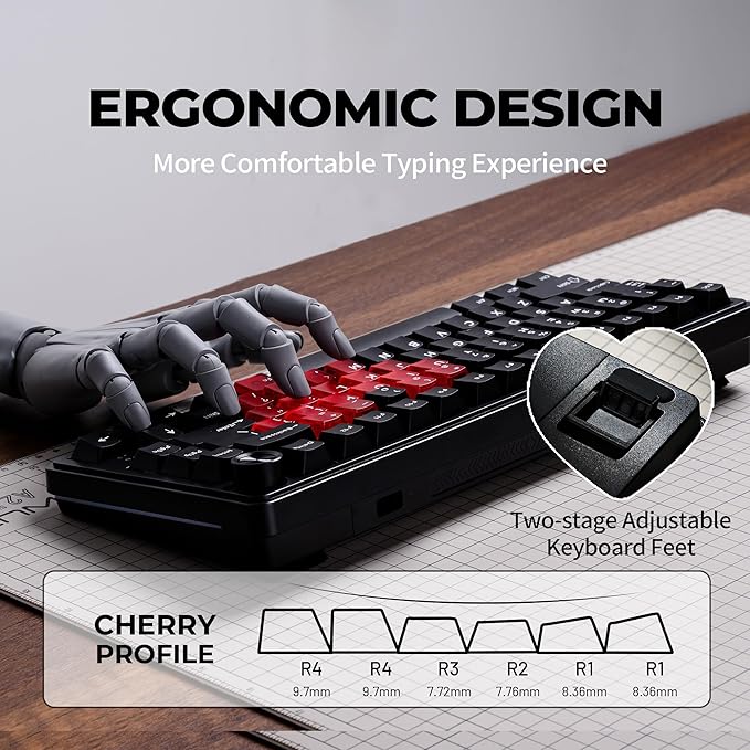 x XVX M75 75% Wireless Gaming Mechanical Keyboard, BT5.0/2.4GHz/USB-C,Hot Swappable Creamy Pre-lubed Switches, Gasket Structure,RGB Backlit Black Keyboard w/Knob for PC/Laptop/Xbox/PS4/PS5,LUMINA CORE