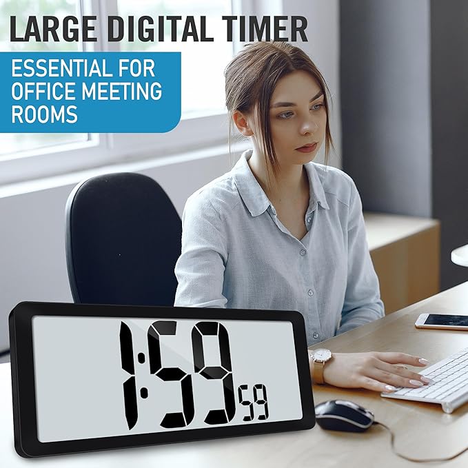 (4.6" Numbers 15 Inch Large Digital Wall Clock Battery Operated-Never Needs Setting!-Easy to Read Numbers-Easy Set-Up Auto DST