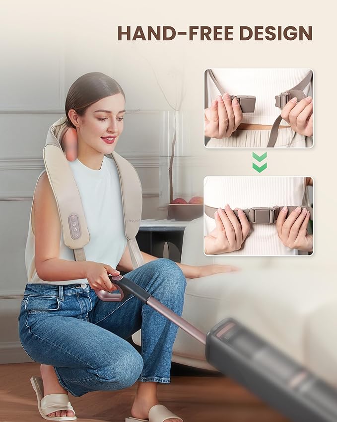 Cordless Neck Massager with Heat, 4D Deep Kneading Neck Shoulder Massager for Pain, Wireless Shiatsu Back Massager Pillow, Gifts for Men, Women Rechargeable