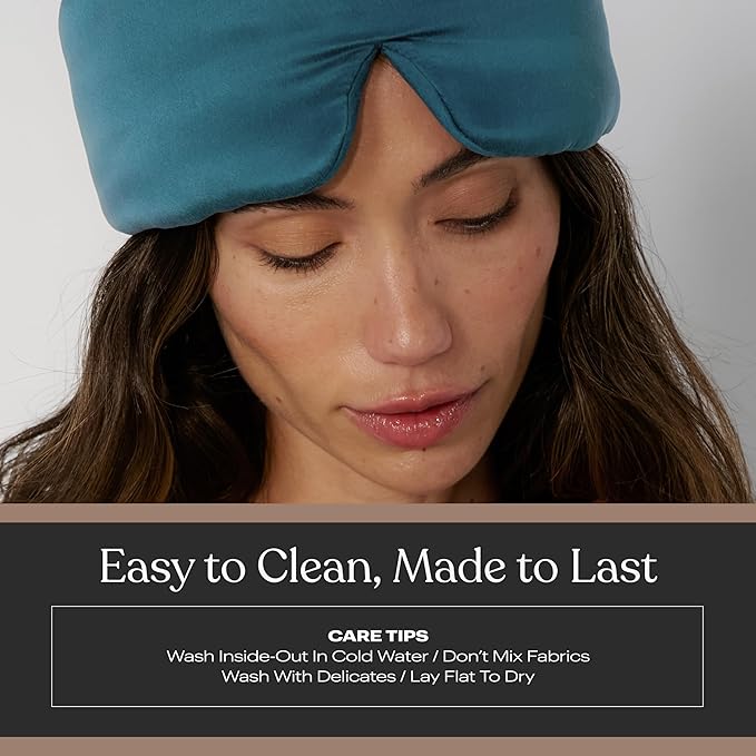 Silk Sleep Mask for Women - Mulberry Silk Eye Mask for Sleeping - Breathable, Washable, Light-Blocking – Piquant Teal, L