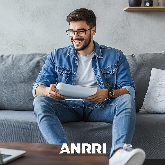 ANRRI Blue Light Glasses Men Anti Eyestrain Oversized Computer Gaming Eye Protection Square Glasses Women Black