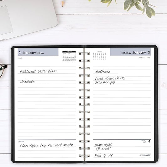 AT-A-GLANCE 2026 Planner, Daily, Open Scheduling, 5" x 8", Small, DayMinder, Black (SK460026)