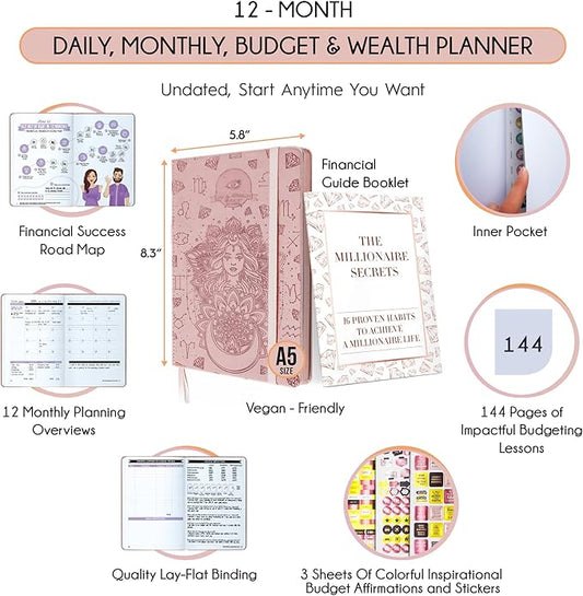 Budget Planner and Monthly Bill Organizer - Finance Planner, 12-Month Journey to Financial Freedom | Bill Payment Tracker Monthly Organizer, Money Saving & Expense Tracker | Undated Budgeting Journal