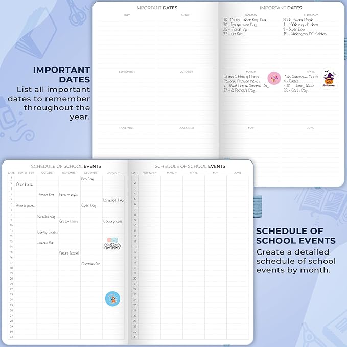 Clever Fox Teacher Planner – School Year Planner with Calendars & Lesson Plans – Teacher Plan Book for Classroom & Homeschool Organization - Undated, 7x10″, Hardcover (Periwinkle)