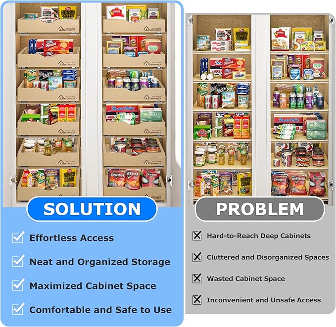 WelFurGeer Soft Close Pull Out Drawers for Kitchen Cabinets, 32" W x 22" D Pull Out Cabinet Organizer, Heavy-Duty Cabinet Organizer, Space-Saving Pullout Drawer for Home & Kitchen Organization