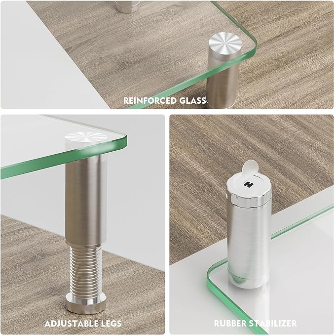 2 Pack Computer Monitor Riser with Height Adjustable Multi Media Desktop Stand for Flat Screen LCD LED TV, Laptop/Notebook/Xbox One,HD01T-201