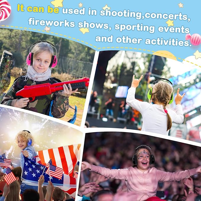 Amylove 12 Pcs Kids Ear Protection Noise Cancelling Headphones Ear Muffs Bulk 27db Adult Noise Reduction Hearing Earmuff(Universal Fit (kids & Adults),Fresh Style,Bright Color)