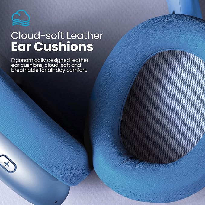 Y01 Wireless Over Ear Headphones, Noise Canceling Bluetooth 5.3 Headphones with Microphones,Hi-Res Audio,48H Playtime,Foldable,Breathable Soft Earpads for iOS/Android/Samsung/PC-Blue