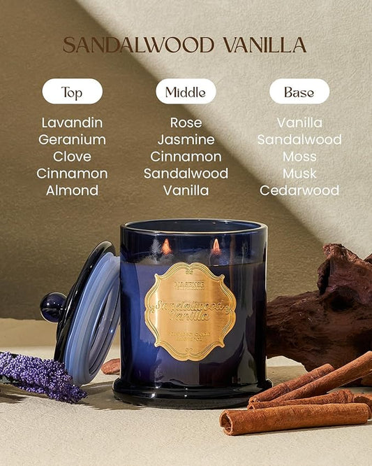 M&SENSE Sandalwood Vanilla Scented Candle for Home, Natural Organic Soy Wax, Jar Candle 12.7oz 75H Long Lasting Slow Burning, Highly Scented Relaxing Aromatherapy Candles Stress Relief, Father Gift