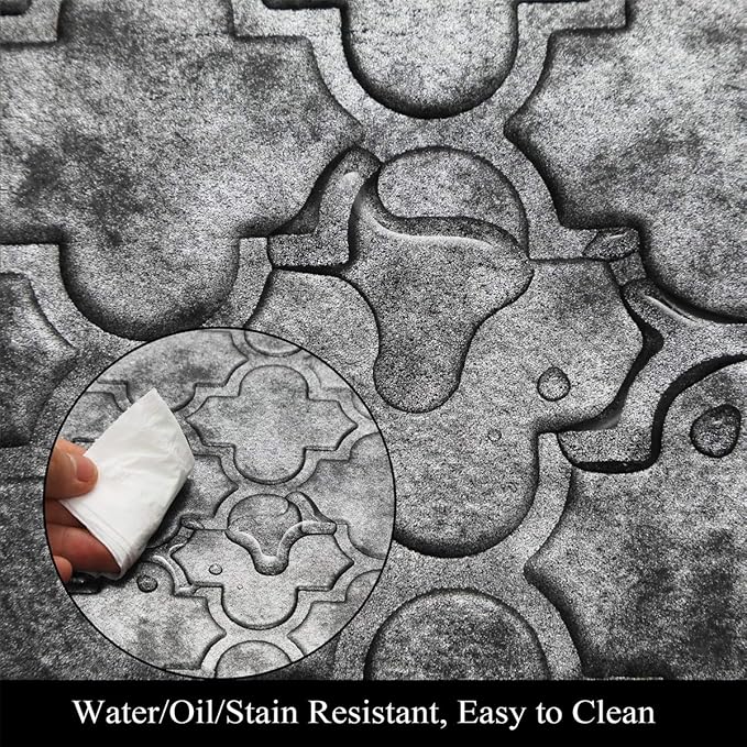 HEBE Kitchen Mat Cushioned Anti Fatigue Comfort Floor Mat 20"x60" Waterproof Non Slip Kitchen Rug Runner Laundry Room Rug Floor Carpet Heavy Duty Comfort Standing Mat Pads,Silver Grey