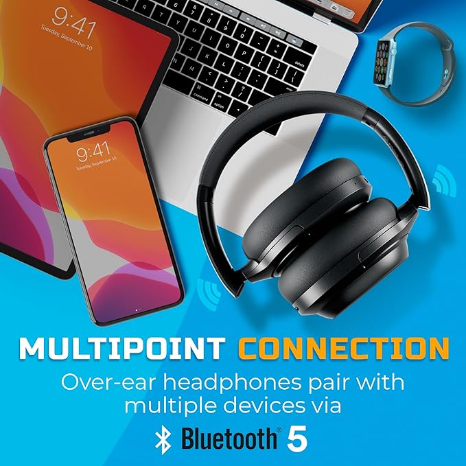 TREBLAB Z7 Pro - Hybrid Active Noise Cancelling Headphones, Signature aptX-HD Audio, Memory Foam Ear Cups, Foldable, 45H Play, Bluetooth 5, Fast Charging, Workout Over Ear Headphones Wireless With Mic