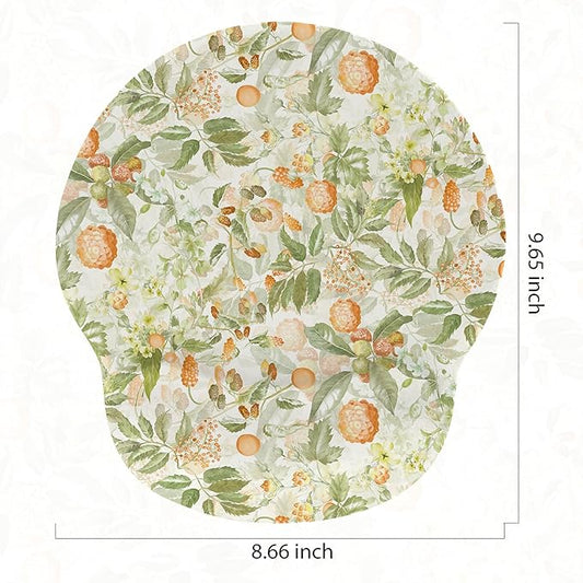 RICHEN Ergonomic Mouse Pad with Wrist Support,Non-Slip Rubber Base for Computer Laptop & Mac,Lightweight Rest for Home,Office & Travel (Orange Flowers)