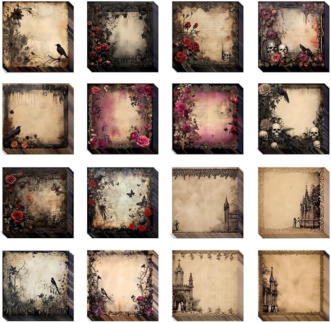16 Pieces Halloween Gothic Style Sticky Notes Self-Adhesive Gothic Style Design Note Pads Gothic Style Sticky Memo Notes for School Office Home Supplies Students Teachers Gift