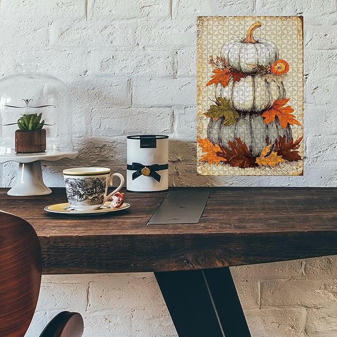 500 Piece Difficult Wooden Jigsaw Puzzle Happy Thanksgiving Day Adults Kids Parent Child Educational Stress Relief Learning Toy 20.4x15 Inch