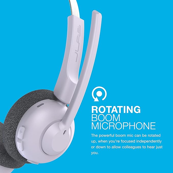 JLab Go Work Pop On-Ear Wireless Headset, Lilac, 50+ Hours Playtime, Bluetooth Multipoint, Rotating Boom Mic, Noise Canceling MEMS Microphone, Light-Weight and Portable, for PC/Mac or Mobile