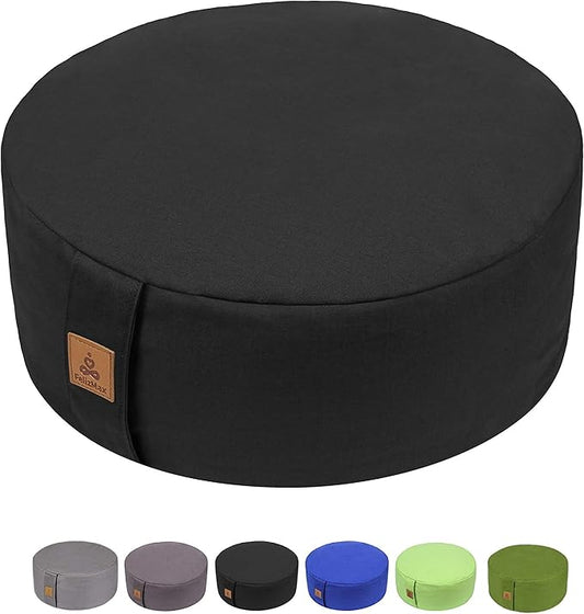 Zafu Buckwheat Meditation Cushion,D=13"/16" H=5.5",Round Zabuton Meditation Pillow,Yoga Bolster Kneeling Pillow Premium Yoga Pillow for Sitting on Floor Zippered Cotton Cover