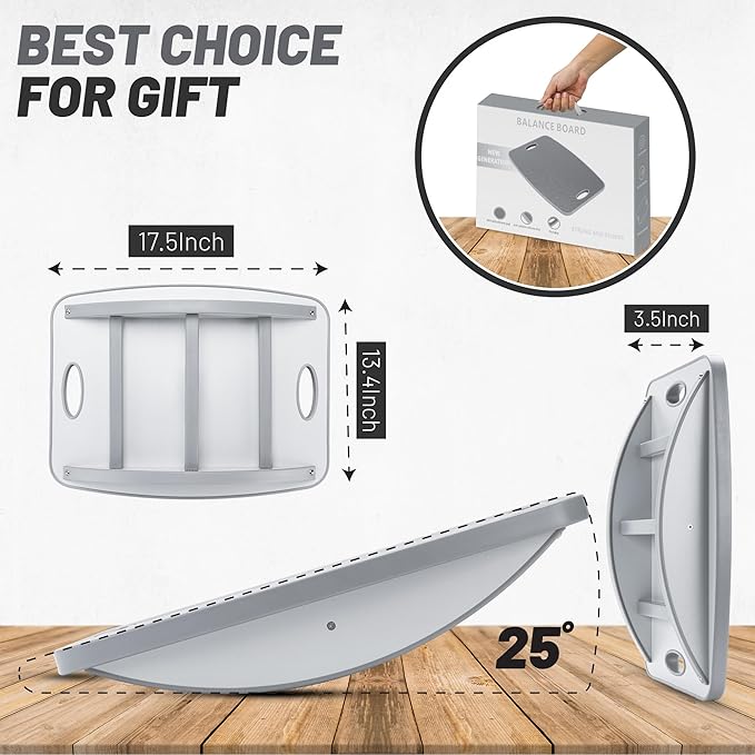 Advanced Wood Balance Board, 360 Degree Rotation and Tilt - Non-Slip 500 lbs Wobble Board for Standing Desk, Physical Therapy and Yoga Practice, Core Strength, Stability for Men, Women, Young and Old