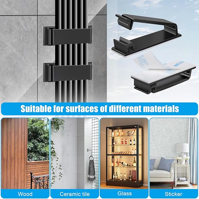 XHF 40 PCS Self Adhesive Cable Clips(XL) Black,Wire Clips Cable Management Wire Organizer Cord Holder for Under Desk, Car, Wall, TV PC Ethernet Cable