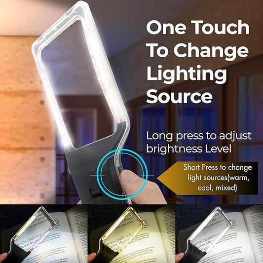MAGNIPROS Patented 6X Large Magnifying Glass with Light | 3 Color Light Modes | Anti-Glare Lens & Stepless Dimmable LEDs | Perfect for Reading Fine Print & Inspection - Ideal for Seniors & Low Vision
