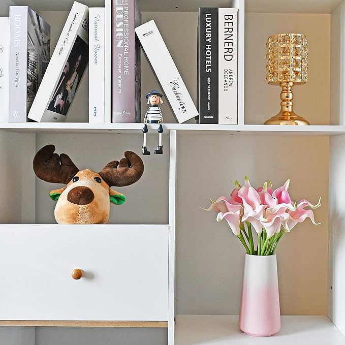 Mandy's PU Light Pink Calla Lily Artificial Flowers 20 Stems 13.5in Faux Realistic Centerpiece DIY Bridal Bouquet Home Décor