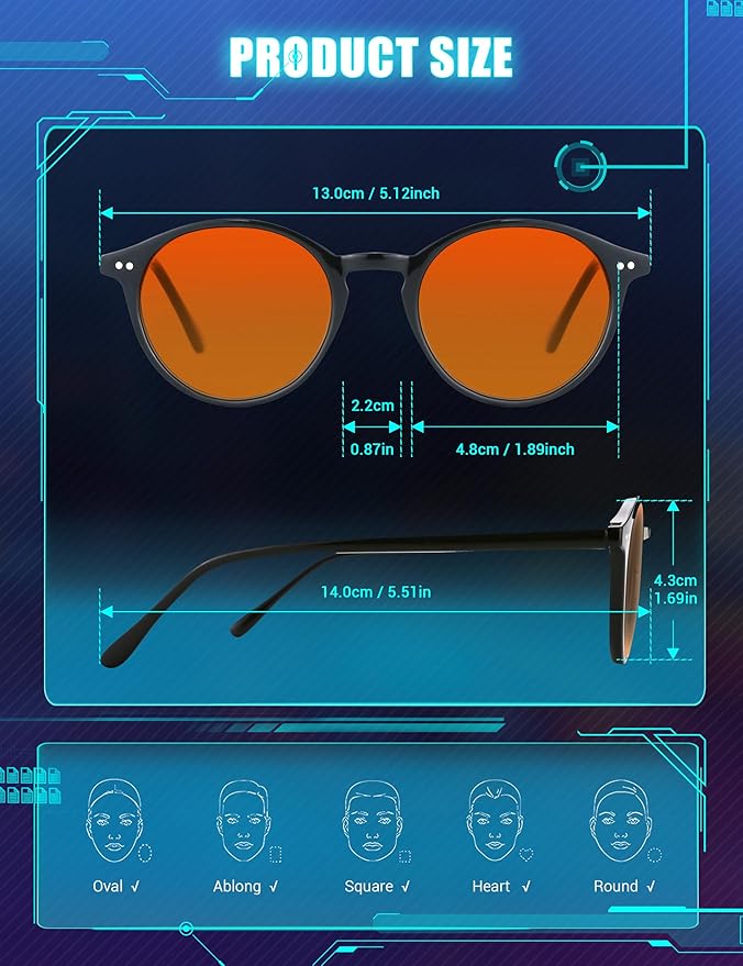 TIJN Blue Light Blocking Glasses Men Women Vintage Thick Round Rim Frame Eyeglasses