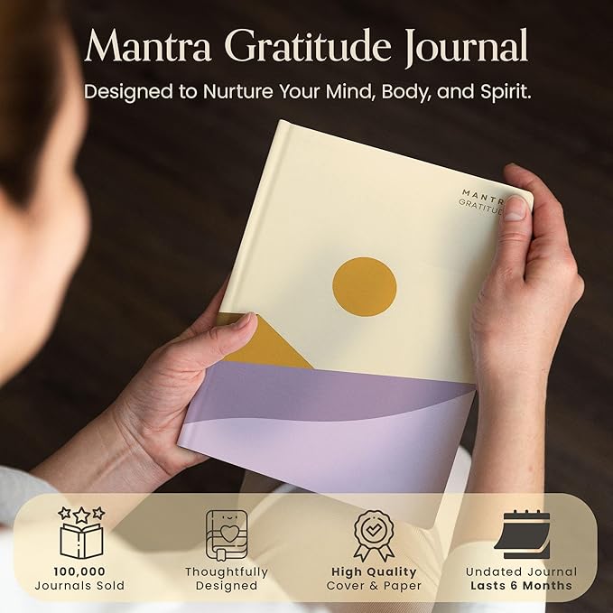 Gratitude Journal For Women & Men - Mental Health, Self Love & Self Care Journal - Evening - 5.8" x 8.3" - Mantra Planner