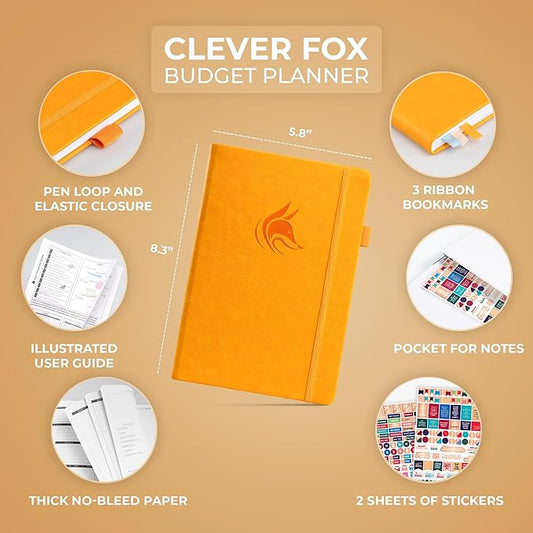 Clever Fox Budget Planner - Expense Tracker Notebook. Monthly Budgeting Organizer, Finance Logbook & Accounts Book, Bill Tracker, A5 (Yellow)