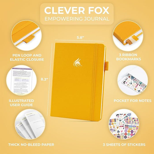 Clever Fox Empowering Journal for Teen Girls – Guided Self-Love Diary with Prompts – Gratitude & Manifestation Notebook, Teenage Gifts (Amber Yellow)