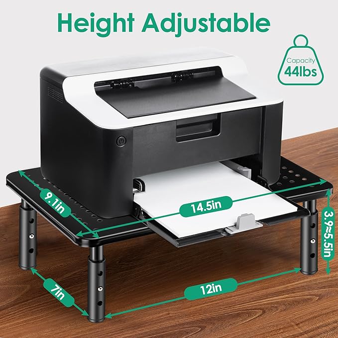 Monitor Stand Risers for 2 Monitors, 3 Height Adjustable Monitor Stand with Pen Holder, Dual Monitor Riser Laptop Riser for Office, Home, School Supplies, 2 Pack, Black